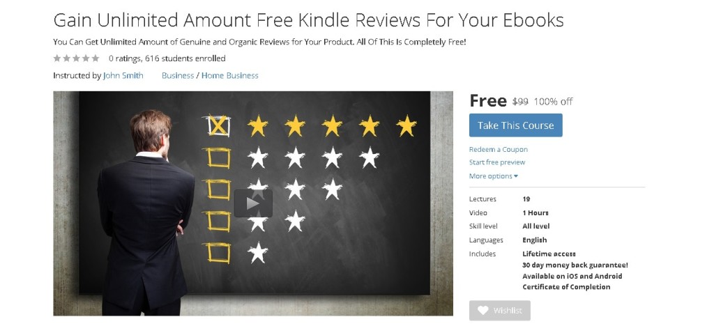 Free Udemy Course on Gain Unlimited Amount Free Kindle Reviews For Your Ebooks 1