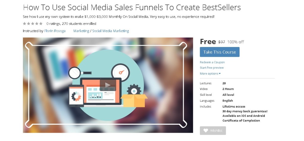 Free Udemy Course on How To Use Social Media Sales Funnels To Create BestSellers