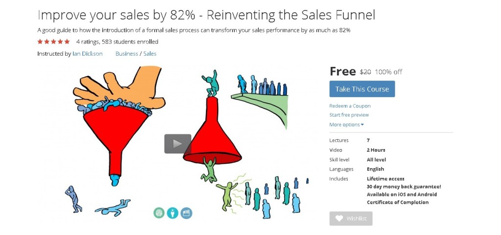 Free Udemy Course on Improve your sales by 82% - Reinventing the Sales Funnel  1