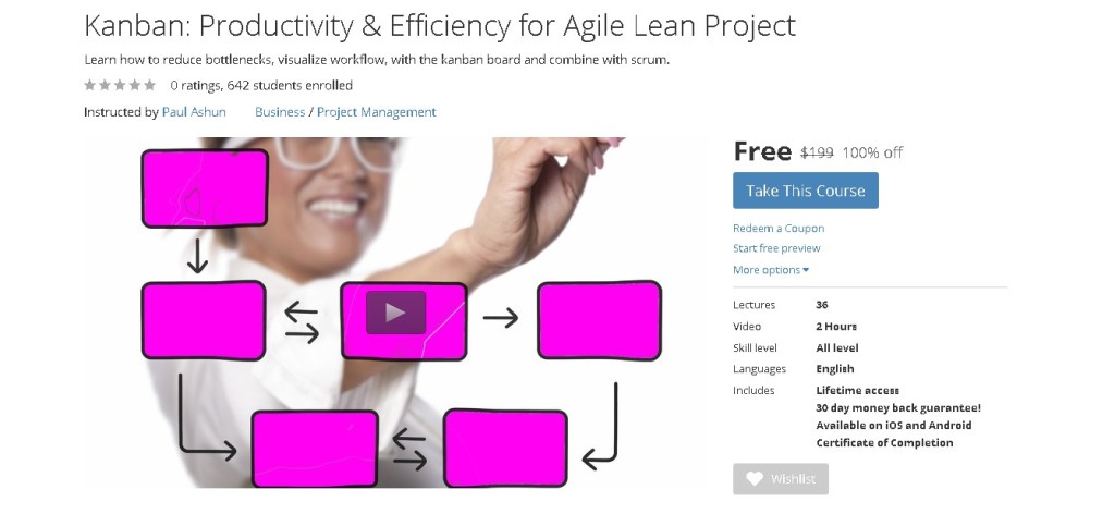 Free Udemy Course on Kanban Productivity & Efficiency for Agile Lean Project