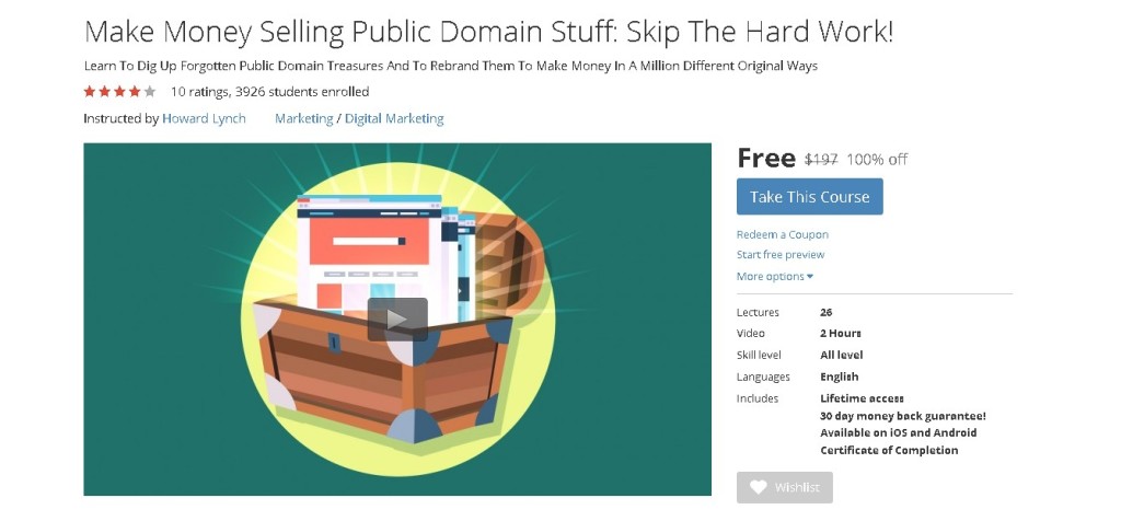 Free Udemy Course on Make Money Selling Public Domain Stuff Skip The Hard Work