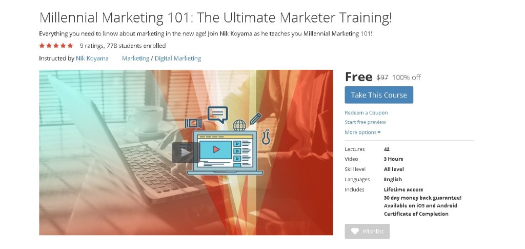Free Udemy Course on Millennial Marketing 101 The Ultimate Marketer Training!