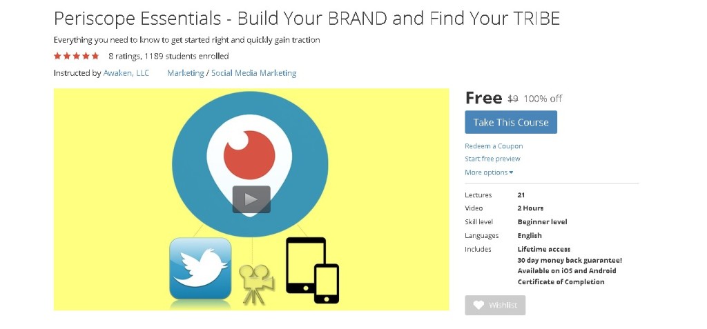 Free Udemy Course on Periscope Essentials - Build Your BRAND and Find Your TRIBE