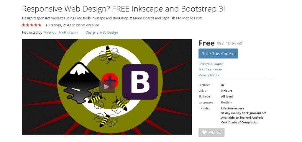 Free Udemy Course on Responsive Web Design FREE Inkscape and Bootstrap 3