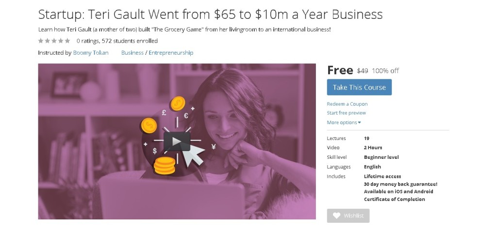 Free Udemy Course on Startup Teri Gault Went from $65 to $10m a Year Business