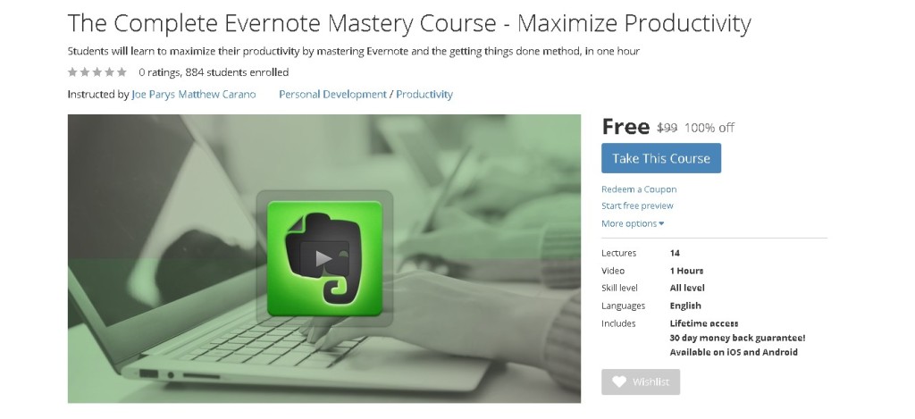 Free Udemy Course on The Complete Evernote Mastery Course - Maximize Productivity