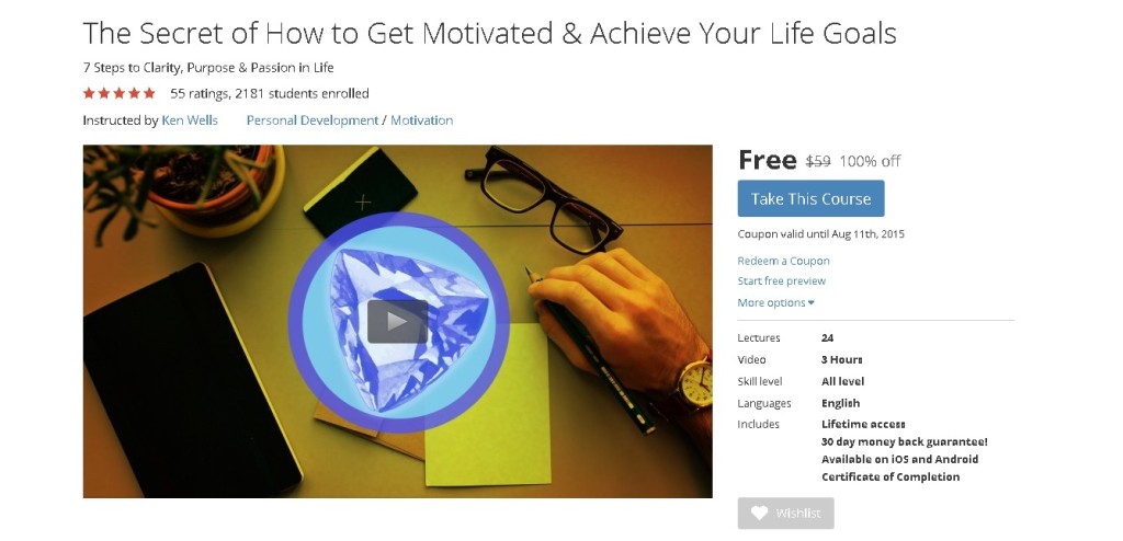 Free Udemy Course on The Secret of How to Get Motivated & Achieve Your Life Goals