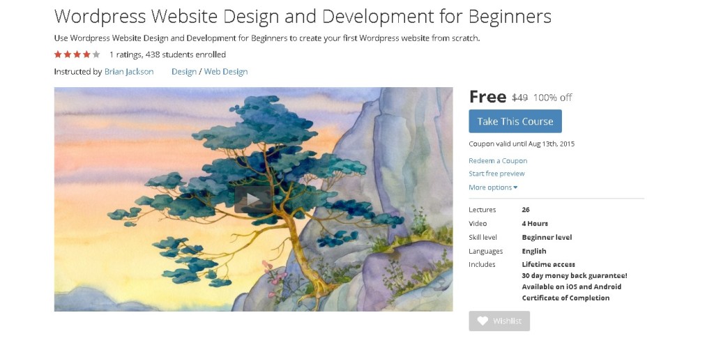 Free Udemy Course on WordPress Website Design and Development for Beginners