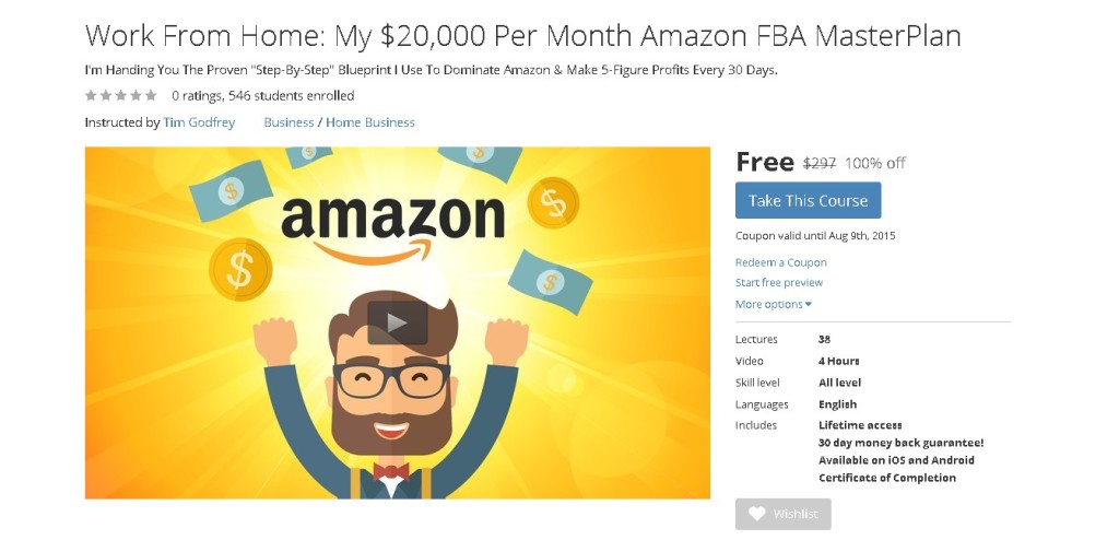 Free Udemy Course on Work From Home My $20,000 Per Month Amazon FBA MasterPlan 1