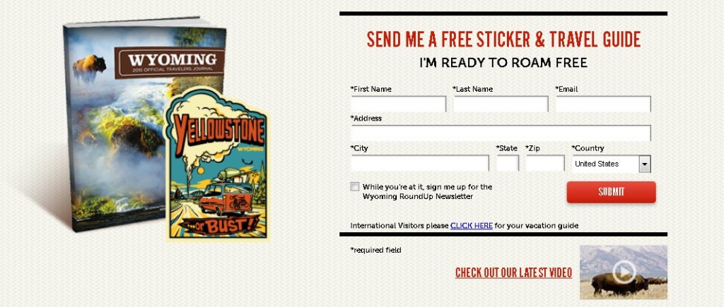 Send Me A Free Wyoming Sticker & Travel Guide