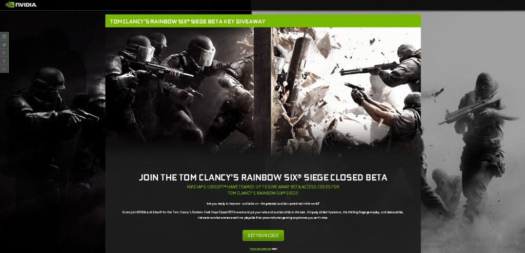 Tom Clancy’s Rainbow Six® Siege BETA Key Giveaway at NVIDIA 1