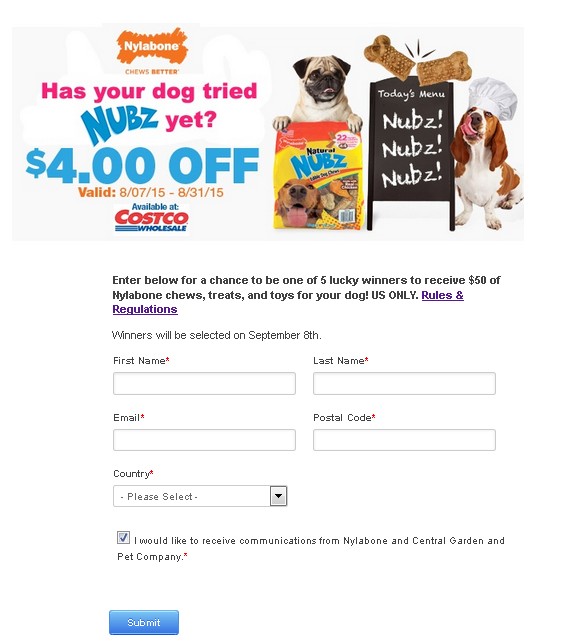WIN $50 of Nylabone chews, treats, and toys for your dog FORM