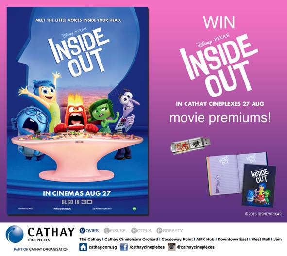 Win INSIDE OUT (8GB USB Drive & Notebook) movie premiums at Cathay Cineplexes Singapore 1