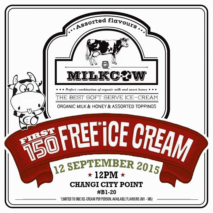 150 FREE Milkcow Organic Soft Serve Ice-cream at at Changi City Point Singapore