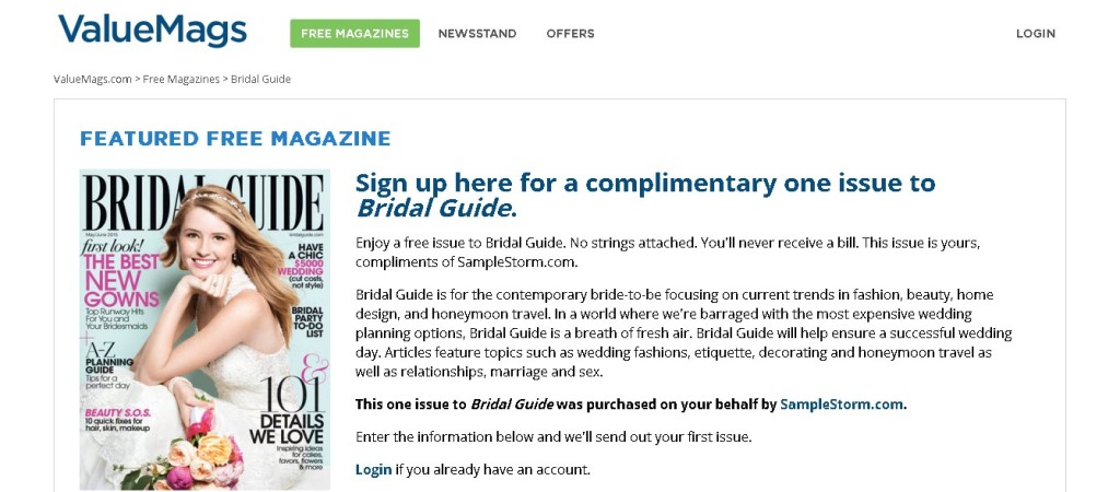 A complimentary one issue to Bridal Guide Magazin at Valuemags FORM