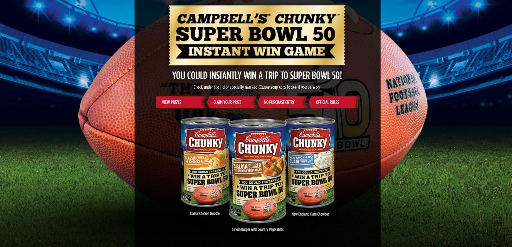 Campbell's Chunky Super Bowl 50 Instant Win Game