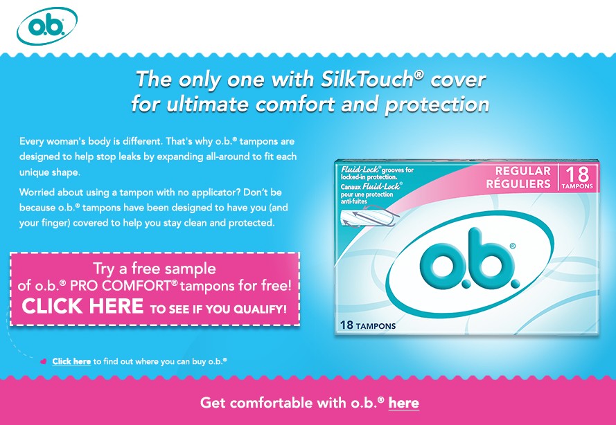FREE Sample of o.b. PRO COMFORT tampons