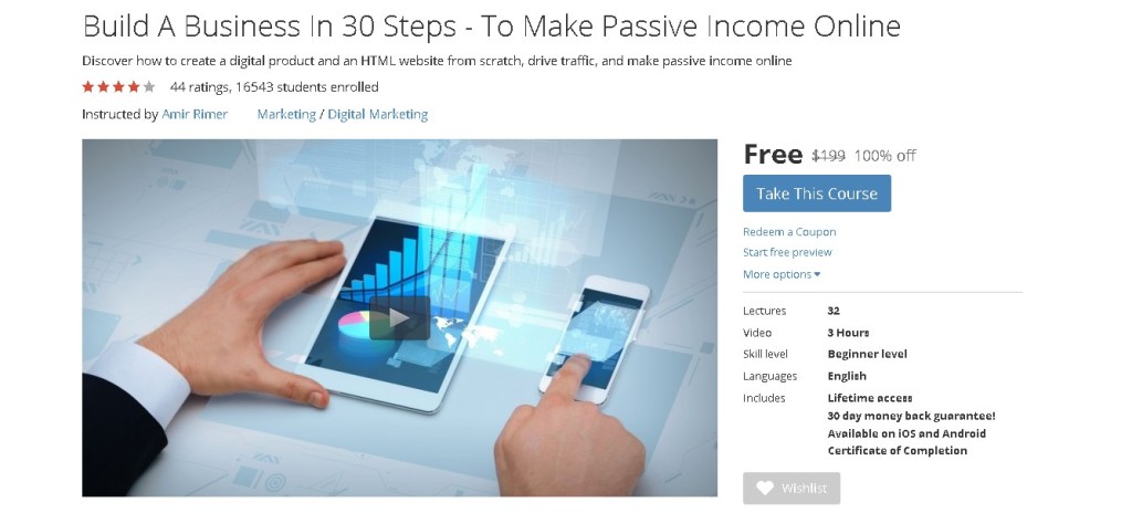 FREE Udemy Course Build A Business In 30 Steps - To Make Passive Income Online