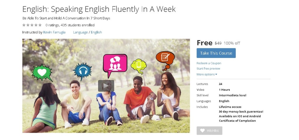 FREE Udemy Course on English Speaking English Fluently In A Week 1