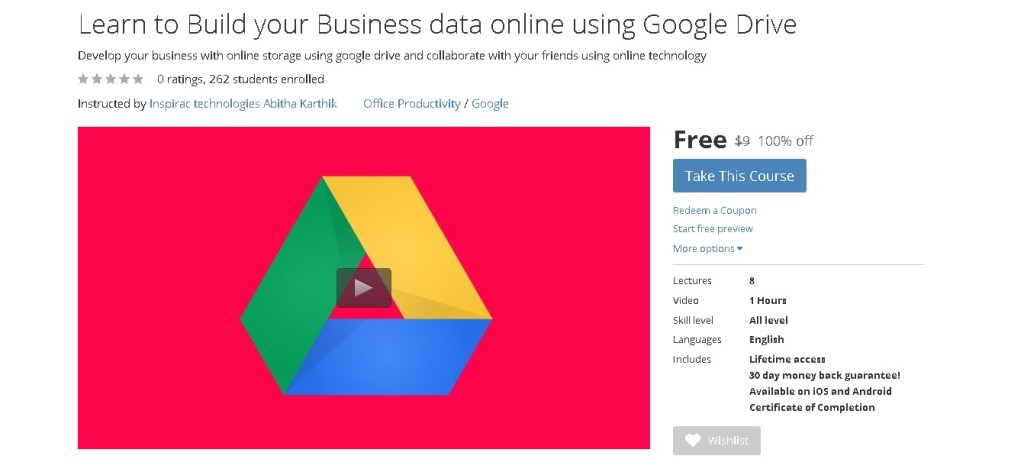 FREE Udemy Course on Learn to Build your Business data online using Google Drive