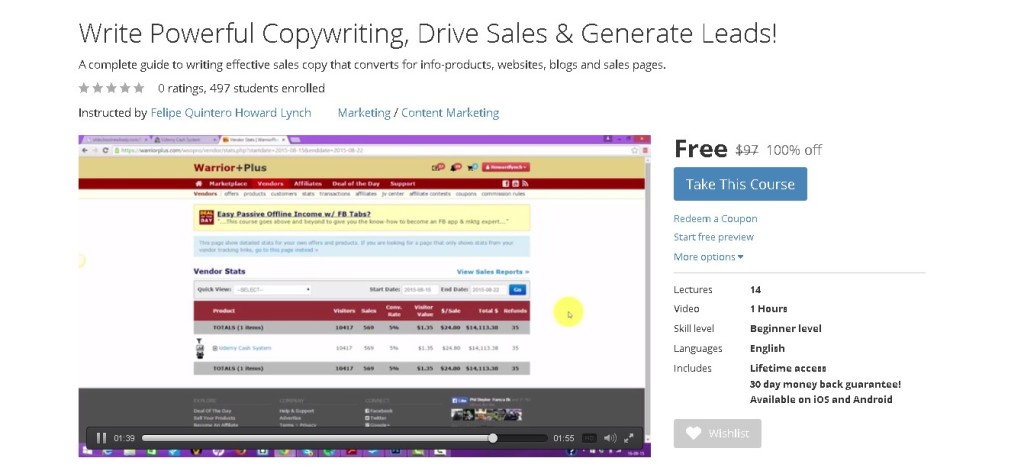 FREE Udemy Course on Write Powerful Copywriting, Drive Sales & Generate Leads!