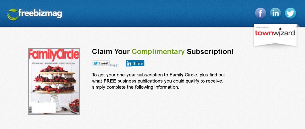 FREE one-year subscription to Family Circle Magazine