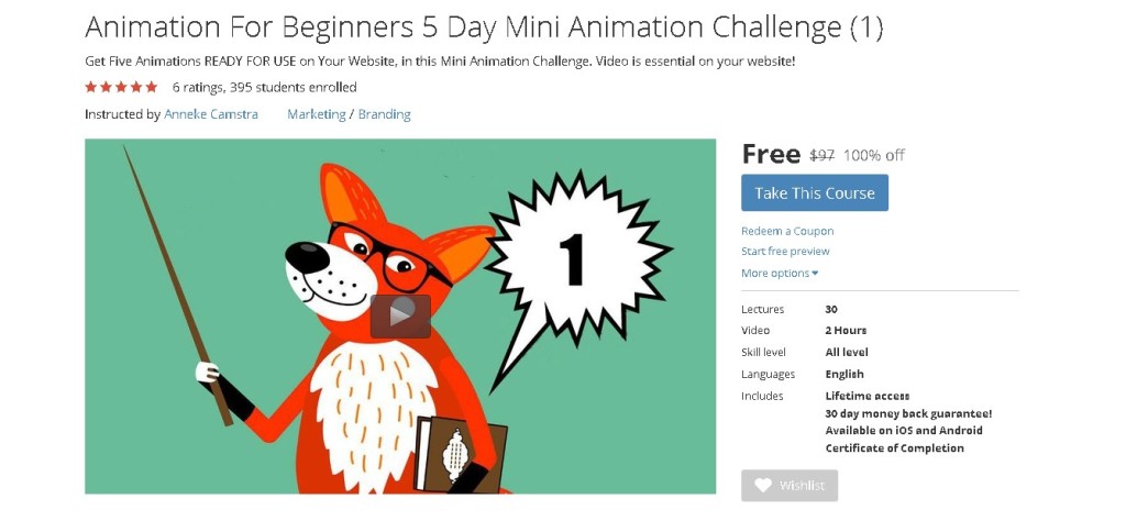 Free Udemy Course on Animation For Beginners 5 Day Mini Animation Challenge 1