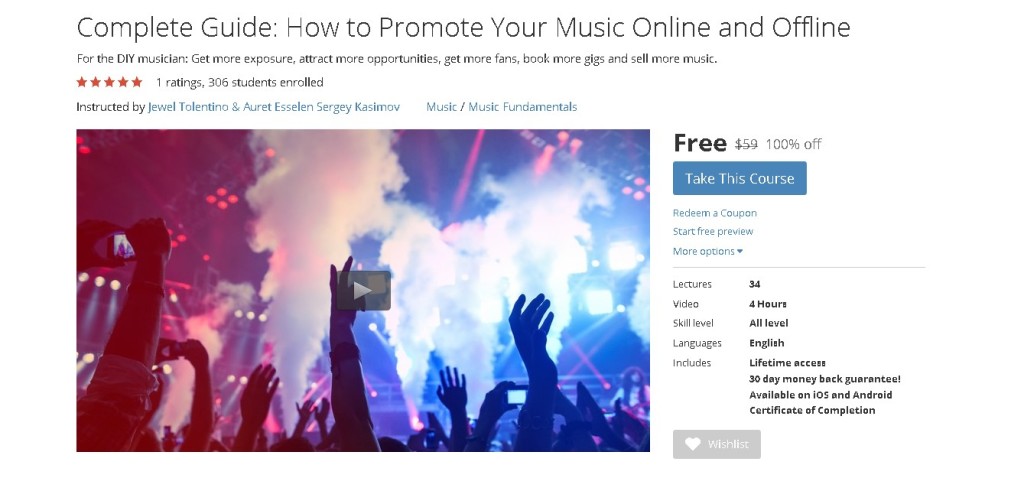 Free Udemy Course on Complete Guide How to Promote Your Music Online and Offline 1