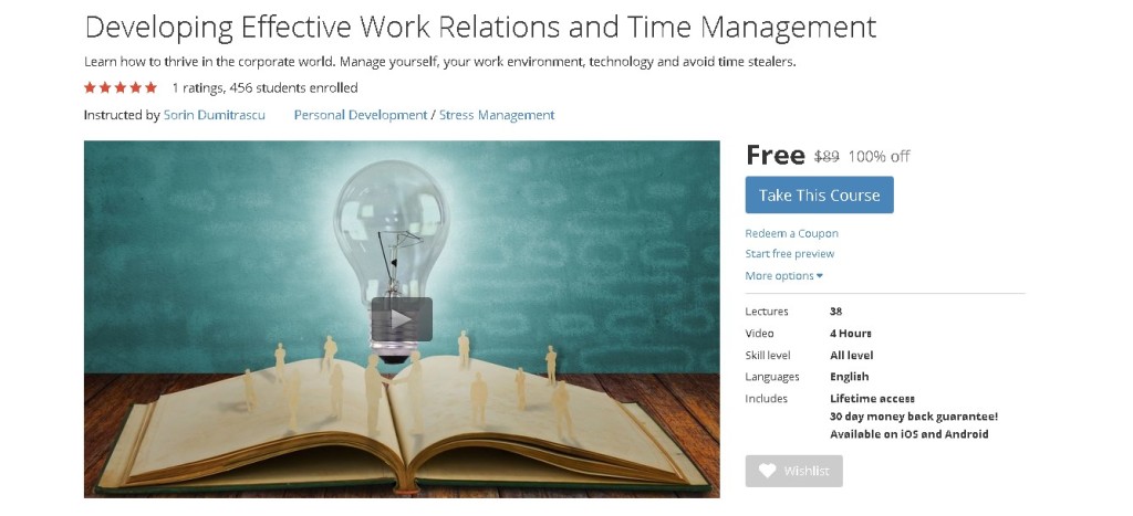 Free Udemy Course on Developing Effective Work Relations and Time Management