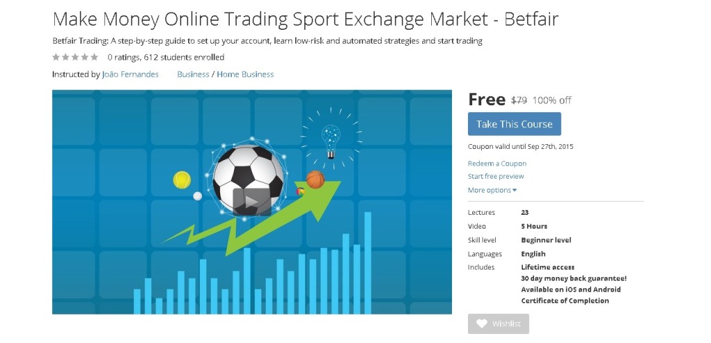 Free Udemy Course on Make Money Online Trading Sport Exchange Market - Betfair