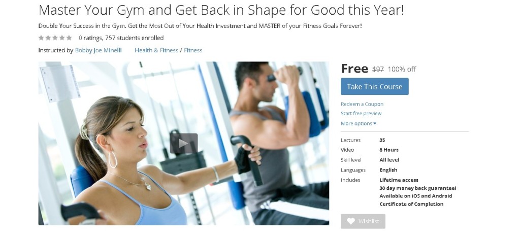 Free Udemy Course on Master Your Gym and Get Back in Shape for Good this Year!