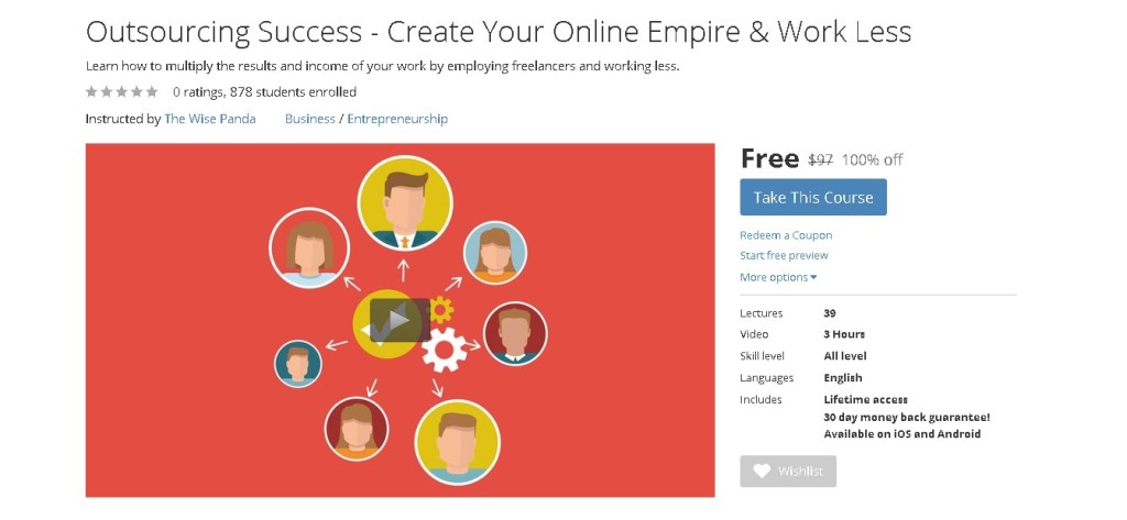 Free Udemy Course on Outsourcing Success - Create Your Online Empire & Work Less