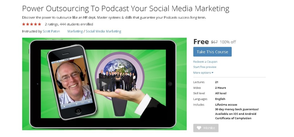 Free Udemy Course on Power Outsourcing To Podcast Your Social Media Marketing