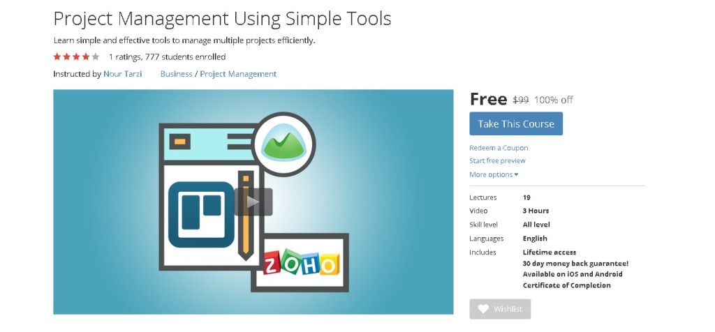 Free Udemy Course on Project Management Using Simple Tools