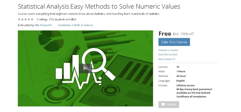 Free Udemy Course on Statistical AnalysisEasy Methods to Solve Numeric Values