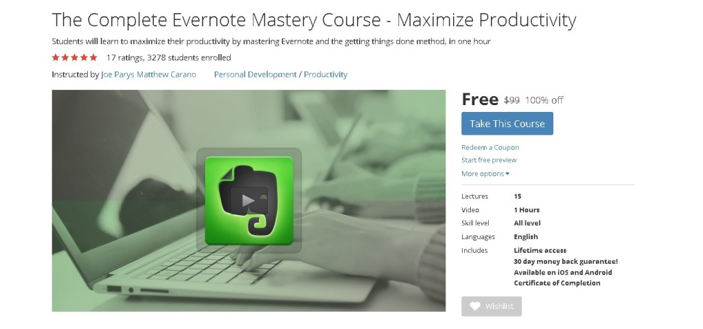 Free Udemy Course on The Complete Evernote Mastery Course - Maximize Productivity  (2)