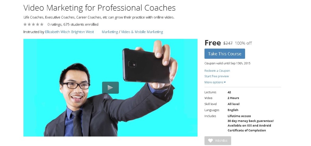 Free Udemy Course on Video Marketing for Professional Coaches