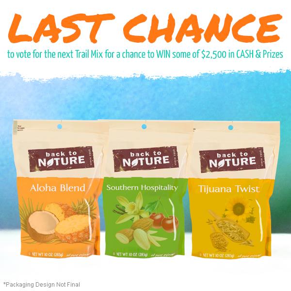 WIN $2,500 Trail Mix Sweepstakes at Back to Nature USA