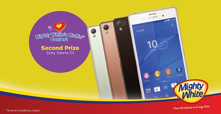 WIN Sony Xperia Z3, by joining in the “I Love Mighty White’s Muffin” contest at Mighty White