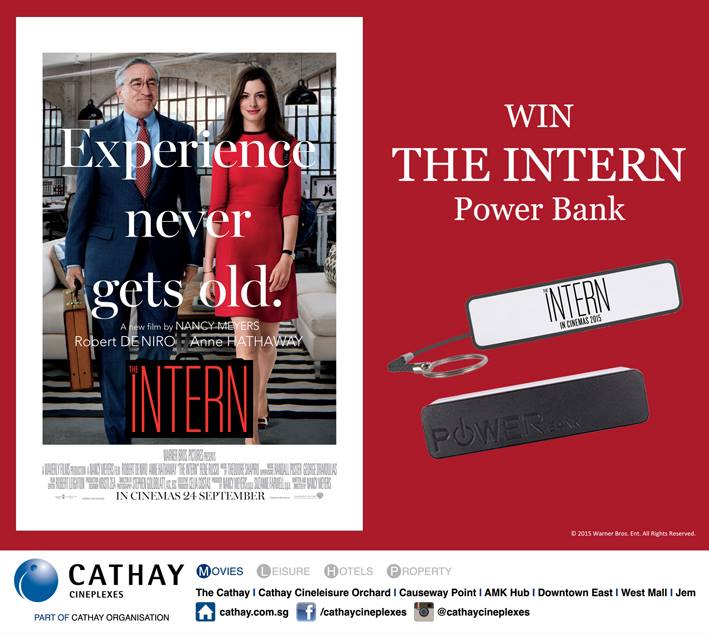 Win THE INTERN Power Bank movie premiums at Cathay Cineplexes Singapore