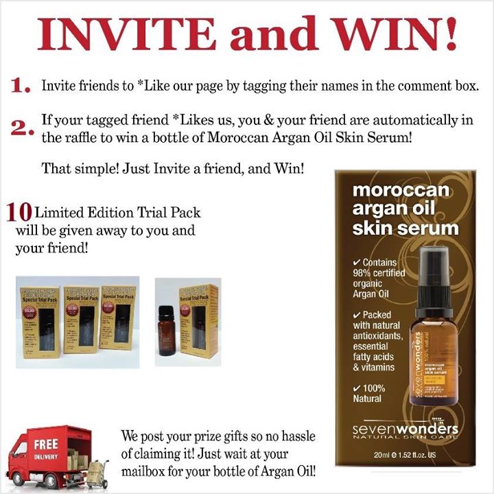 Win a bottle of Moroccan Argan Oil Serum at Moroccan Argan Oil Skin Serum by Seven Wonders