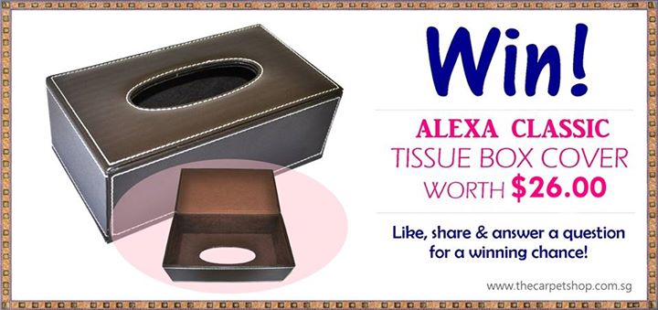Win the Alexa Classic Tissue Box Cover (Brown) worth $26.00 at The Carpet Shop (Singapore)