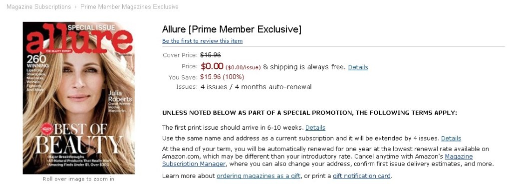 FREE Allure [Prime Member Exclusive] at Amazon