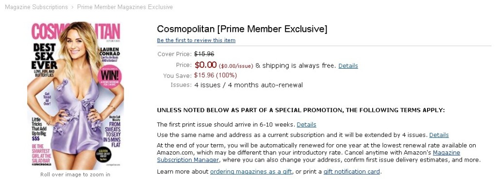 FREE Cosmopolitan [Prime Member Exclusive] at Amazon