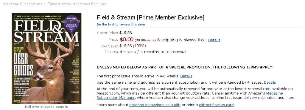 FREE Field & Stream [Prime Member Exclusive] at Amazon