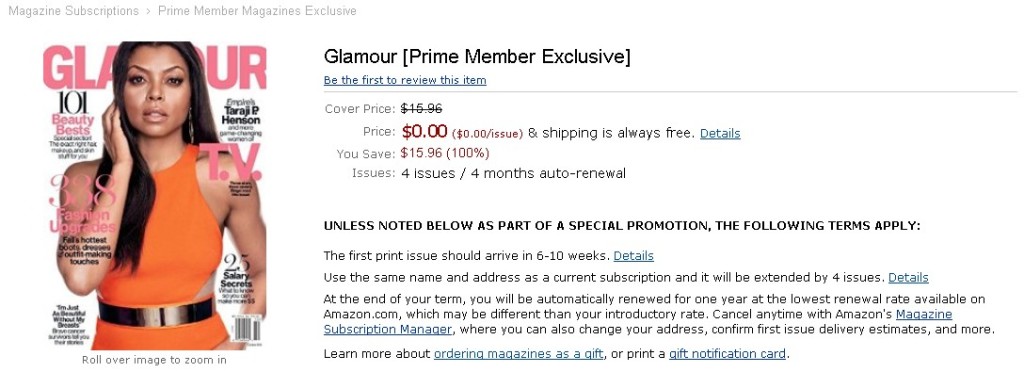 FREE Glamour [Prime Member Exclusive] at Amazon