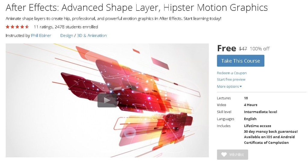 FREE Udemy Course on After Effects Advanced Shape Layer, Hipster Motion Graphics