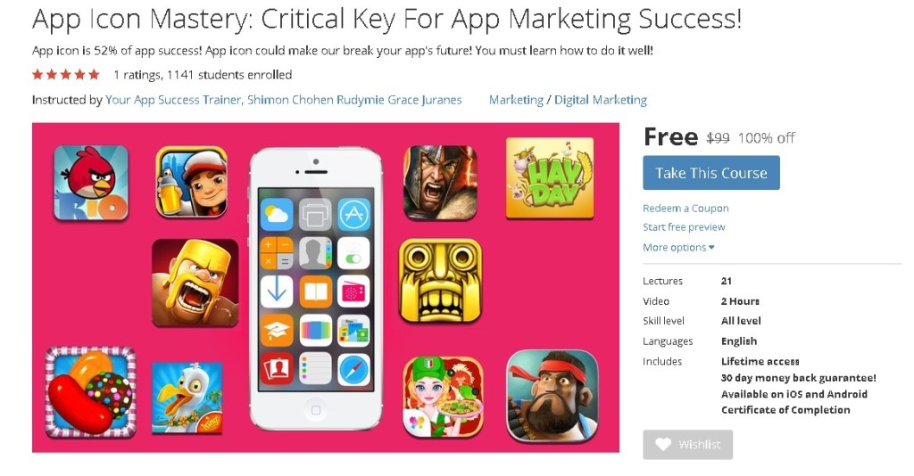 FREE Udemy Course on App Icon Mastery Critical Key For App Marketing Success!