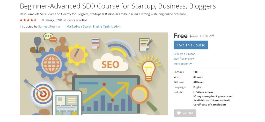 FREE Udemy Course on Beginner-Advanced SEO Course for Startup, Business, Bloggers