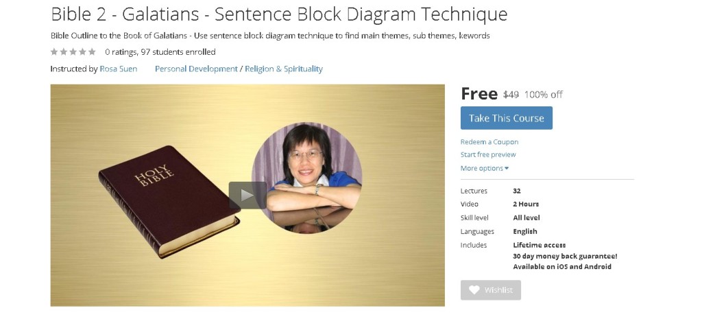 FREE Udemy Course on Bible 2 - Galatians - Sentence Block Diagram Technique